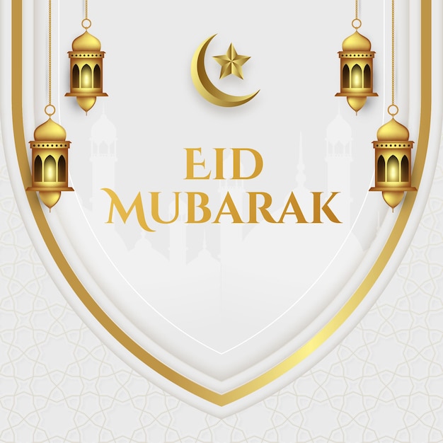 Vettore illustrazione realistica di eid mubarak