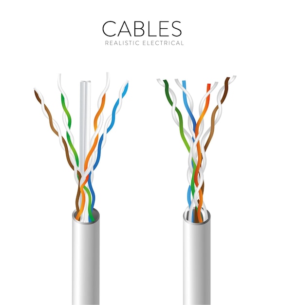 realistic electronic cables cat5cat6 set