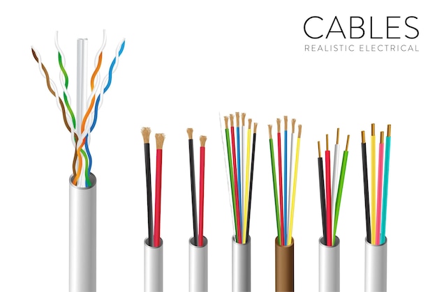 realistic electronic cables set