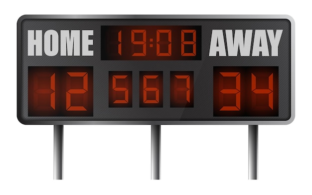 Vector realistic electronic sports scoreboard score on board during match on field team sports active lifestyle vector