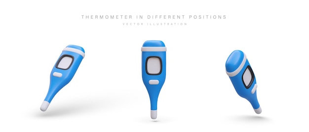 Realistic electronic thermometer in different positions