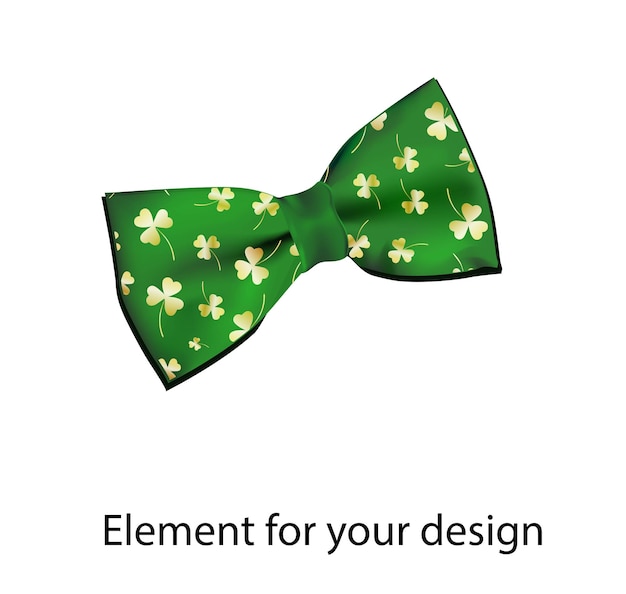 Realistic element for design green bow tie print for st patrick's day clover