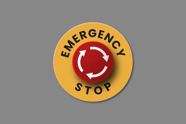 Realistic emergency stop button vector