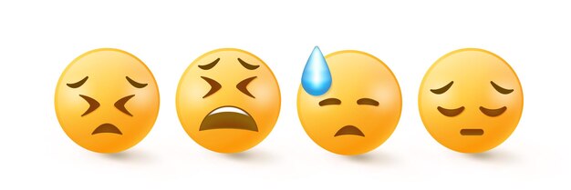 Vettore emoji realistiche con espressione triste