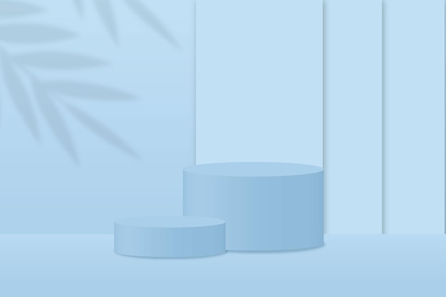 Realistic empty 3d podium on blue background