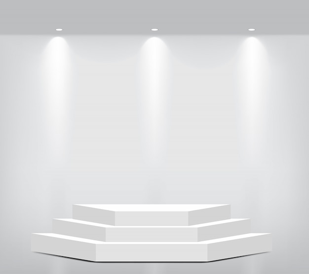 Vector realistic empty geometric shelf to show product