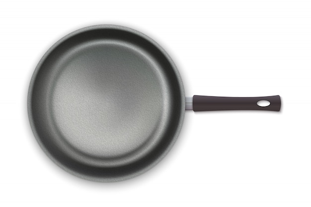 Vector realistic empty pan in top view isolated on white background