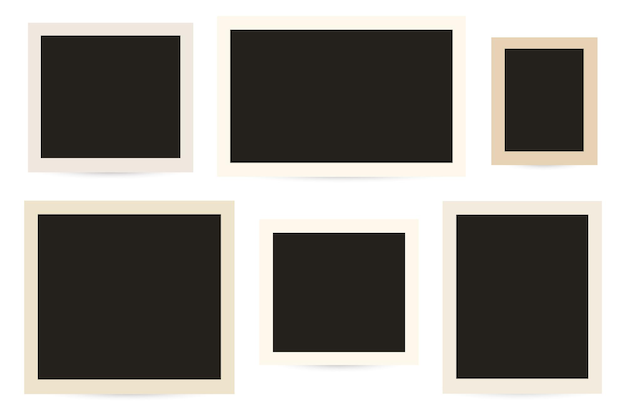 Realistic empty photo frames collection in various sizes