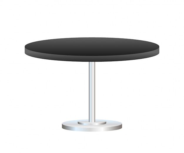 Vector realistic empty round table with metal stand isolated on white