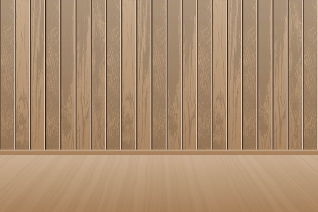 Vector realistic empty wooden room with wooden floor