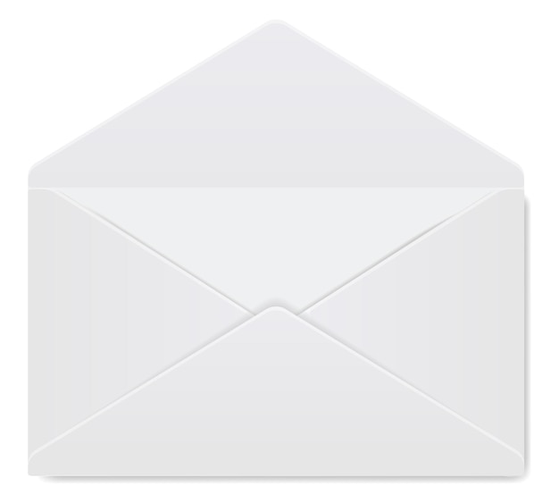 Реалистичный конверт Шаблон дизайна для открытого реалистичного макета Пустое канцелярское письмо в развернутом виде Конверт из белой бумаги для офисного документа или сообщения