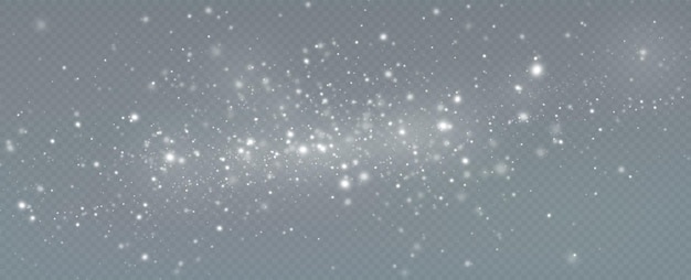 現実的な雪が降る。クリスマスの背景。透明な背景に分離