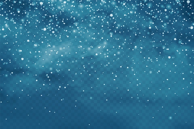 Realistic falling snow with snowflakes and clouds winter transparent background for christmas or new