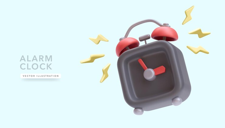 Vector 파란색 배경 벡터 일러스트 레이 션에 고립 된 플래시와 현실적인 떨어지는 빈티지 알람 시계