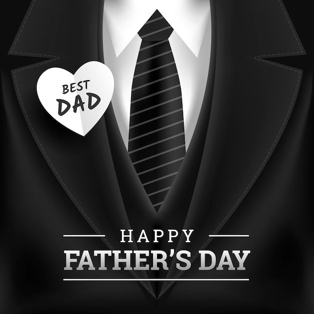 Realistic father's day illustration with suit and tie