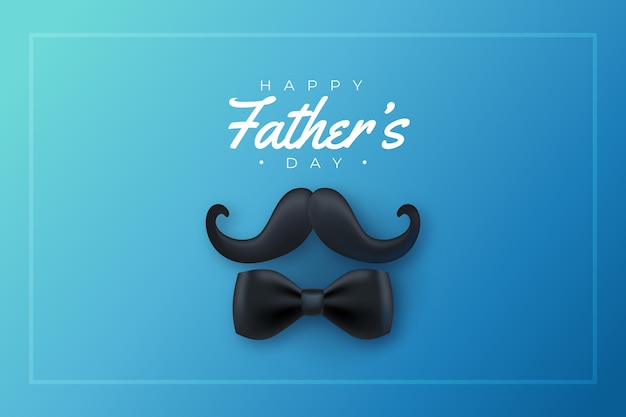 Realistic father's day moustache and bow tie