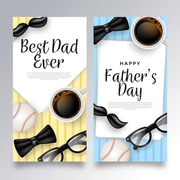 Vector realistic fathers day banners template