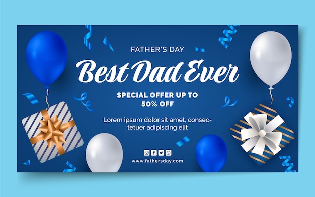 Vector realistic fathers day social media post template