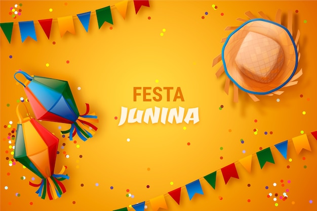 Illustrazione realistica di festas juninas con il cappello