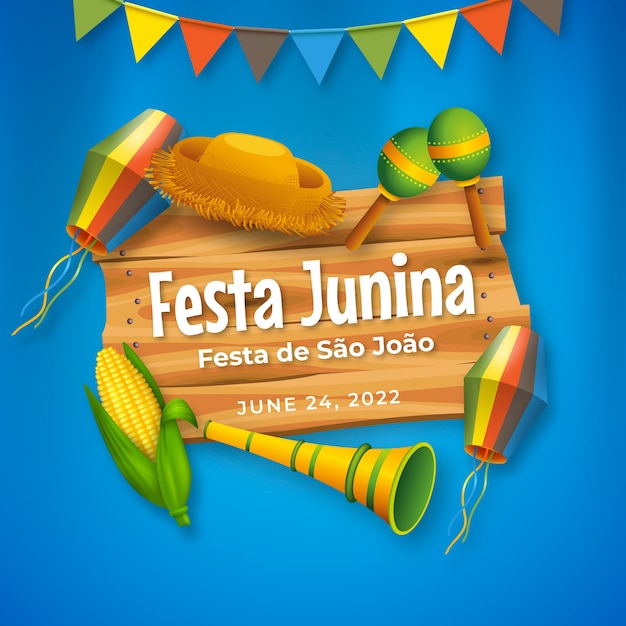 Vector realistic festas juninas illustration