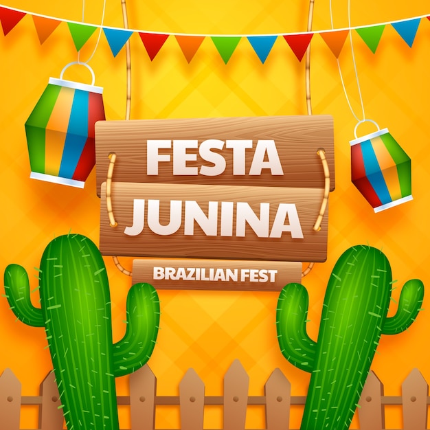 Realistic festas juninas illustration