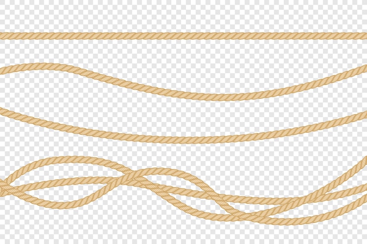 Realistic fiber ropes isolated on transparent