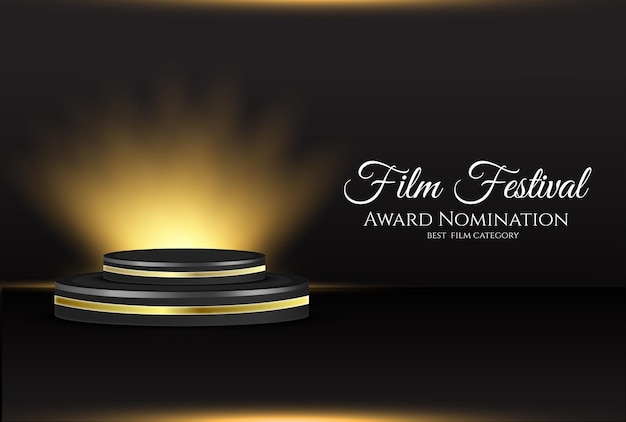 Illustrazione di premi di film realistici con trofeo premio