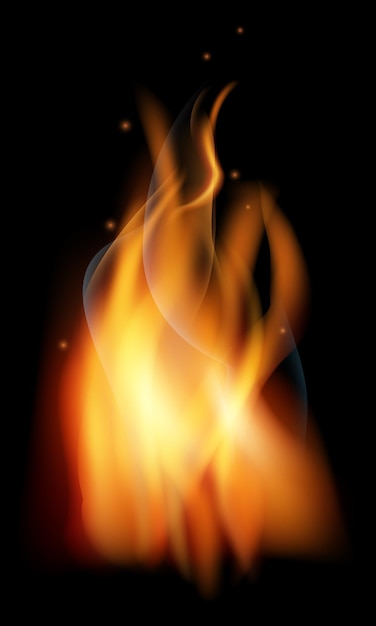 Vector realistic fire burning glow flame bright blaze