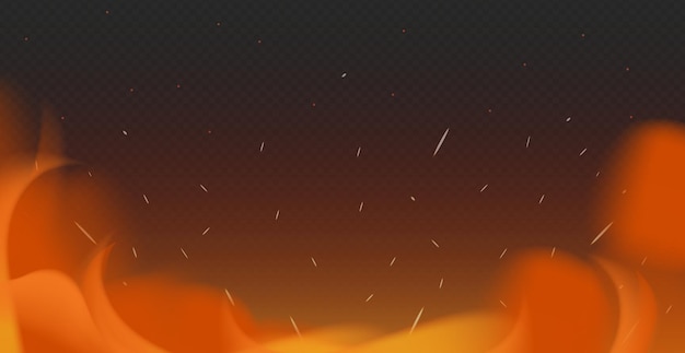 Realistic fire on a dark background - Vector