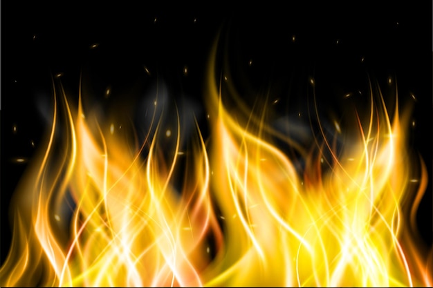 Vector realistic fire flame banner background