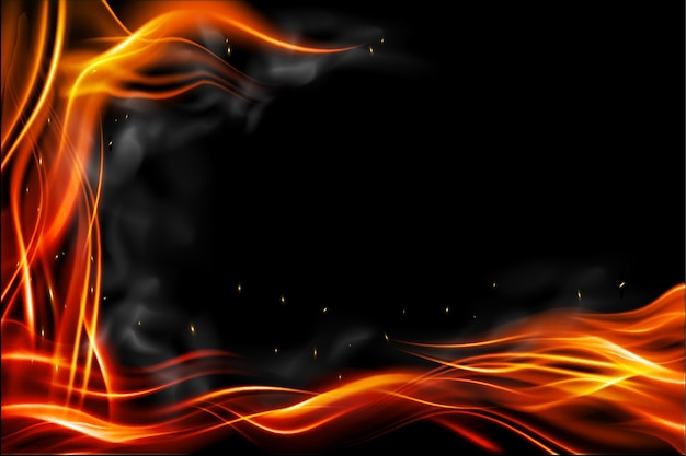 Realistic Fire Flame Banner Background