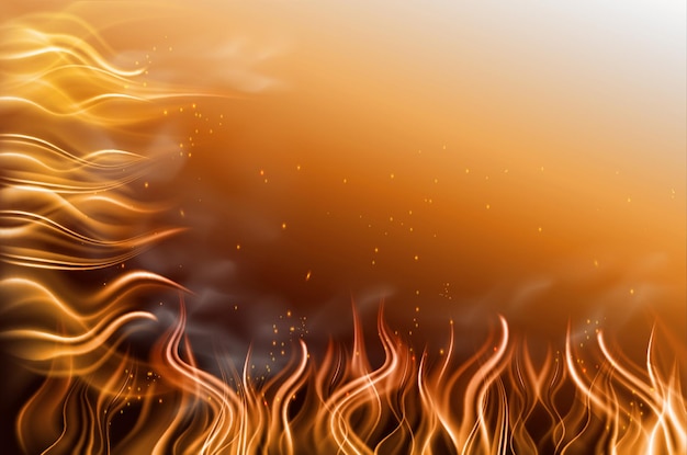 Realistic Fire Flame Banner Background