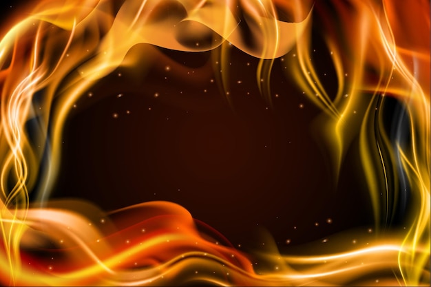 Vettore sfondo realistico della bandiera della fiamma del fuoco