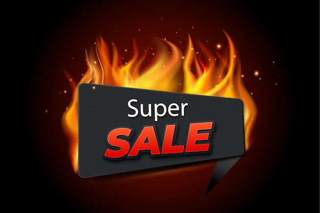 Vector realistic fire flame discount promotion banner design