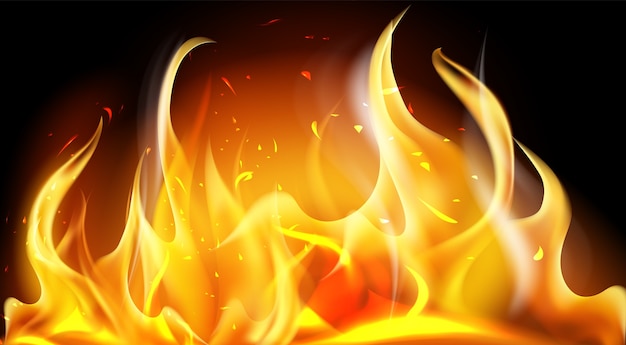 Realistic fire flames and effects background