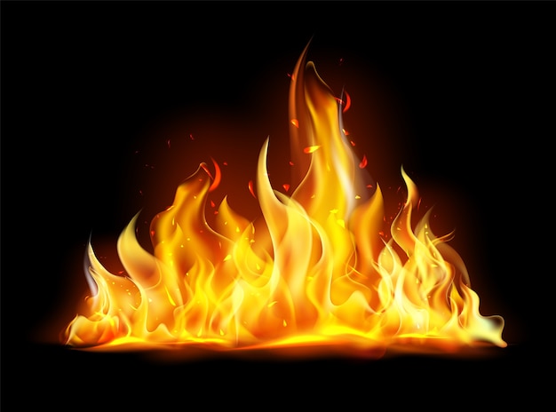 Vector realistic fire flames and effects composition