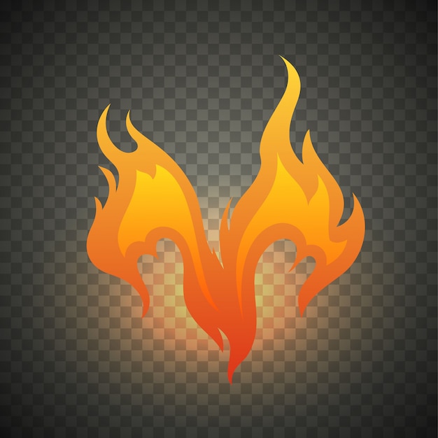 Vector realistic fire flames isolated on transparent. special burning light effect with sparks