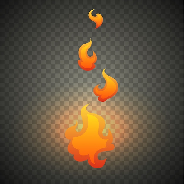 Vector realistic fire flames isolated on transparent