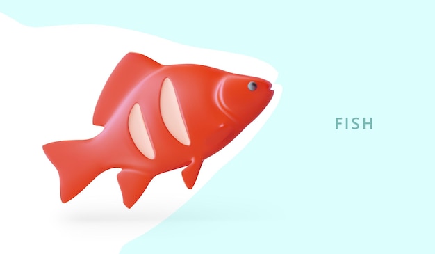 Realistic fish with cutouts for grilling Vector banner on blue background place for text