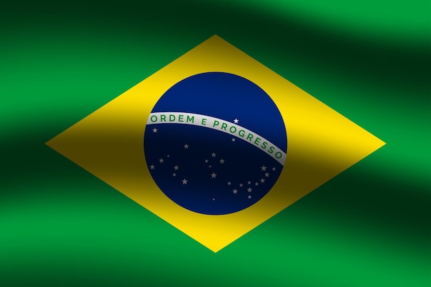 Realistic flag of Brazil, Beautiful of the country flag symbol on silk or silk weaving texture.