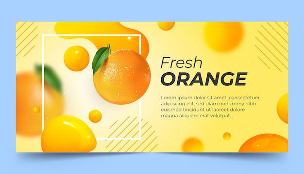 Banner di frutta dal design realistico e piatto