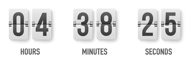 Vector realistic flip countdown clock counter timer. flat count down day.