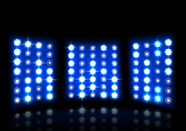 Realistic floodlight of stadium on a dark background