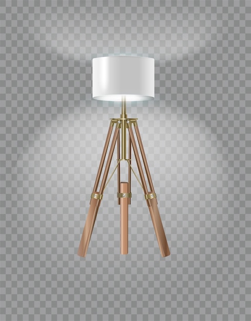 Vector realistic floor lamp modern electric torchere with light isolated on transparent background illustra