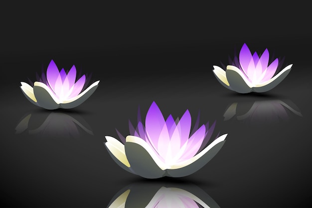 Realistic floral background with purple and white lotus