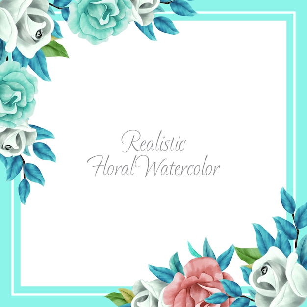 Vector realistic floral watercolor frame