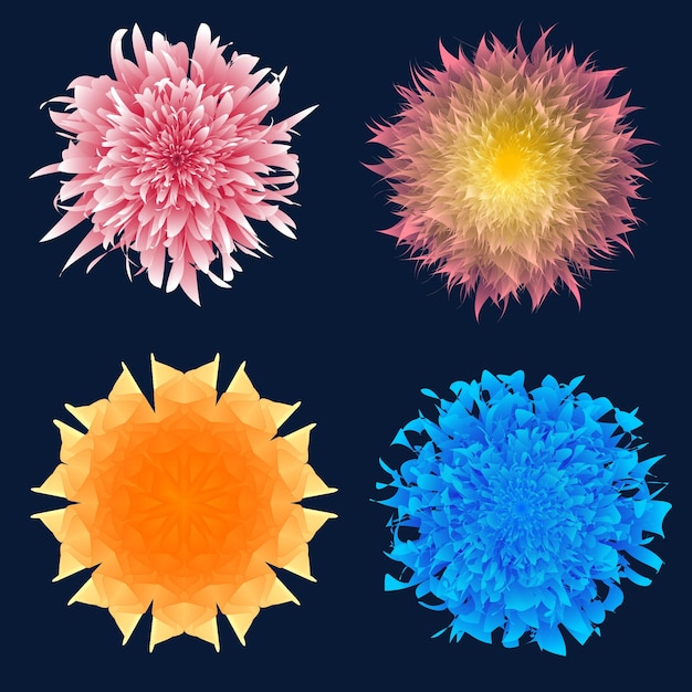 Realistic flowers pack Illustrator vector