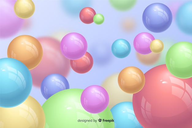 Realistic flowing glossy balls background