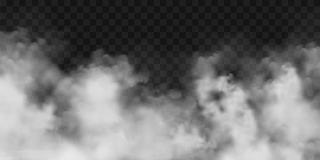Vector realistic fog mist effect smoke on dark background vector vapor in air steam flow clouds