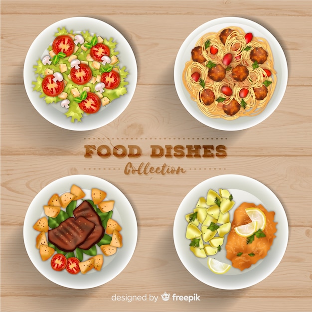 Vector realistic food dish collection